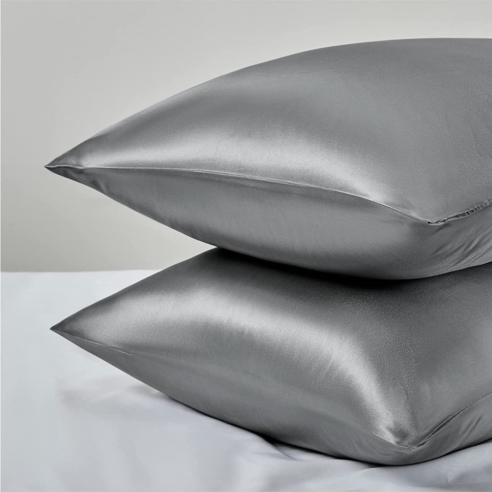 Luxury Satin Pillowcase Set Of 2 Size Pillow Case Dark Gray - Picture 1 of 5